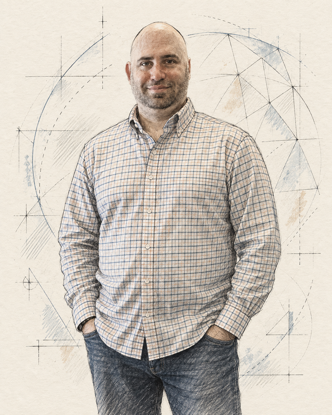 Michael, in a warm constructed portrait